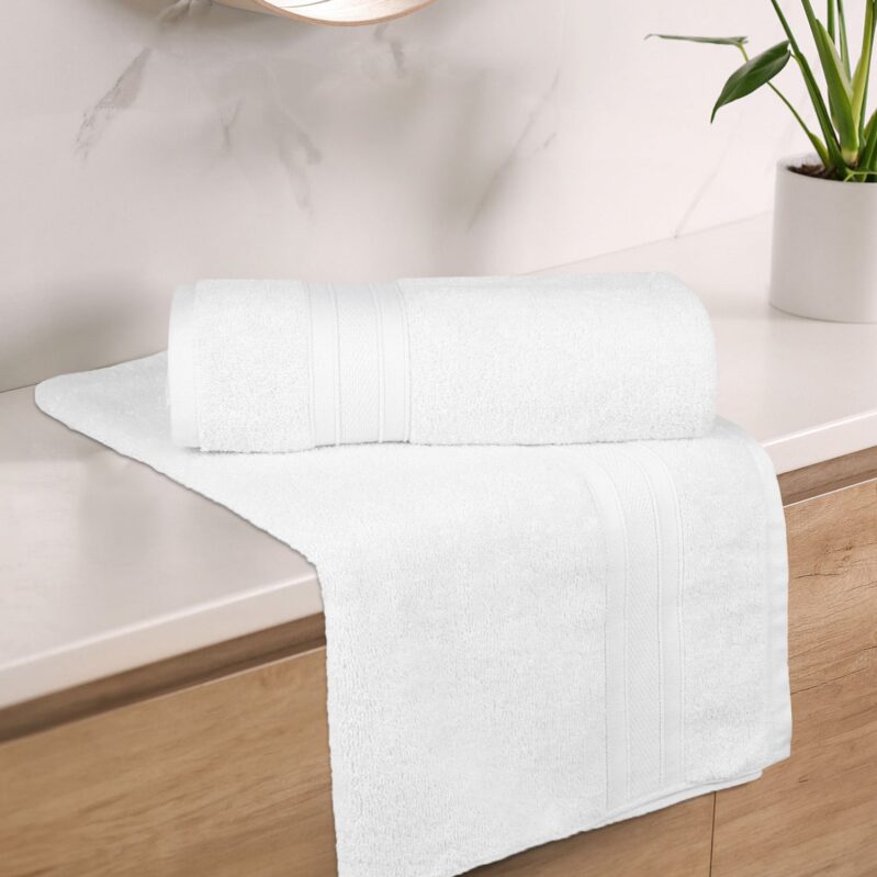Soft Comfort 2Pc Bath Towel Set, White|509 GSM Cotton|Air Rich Technology