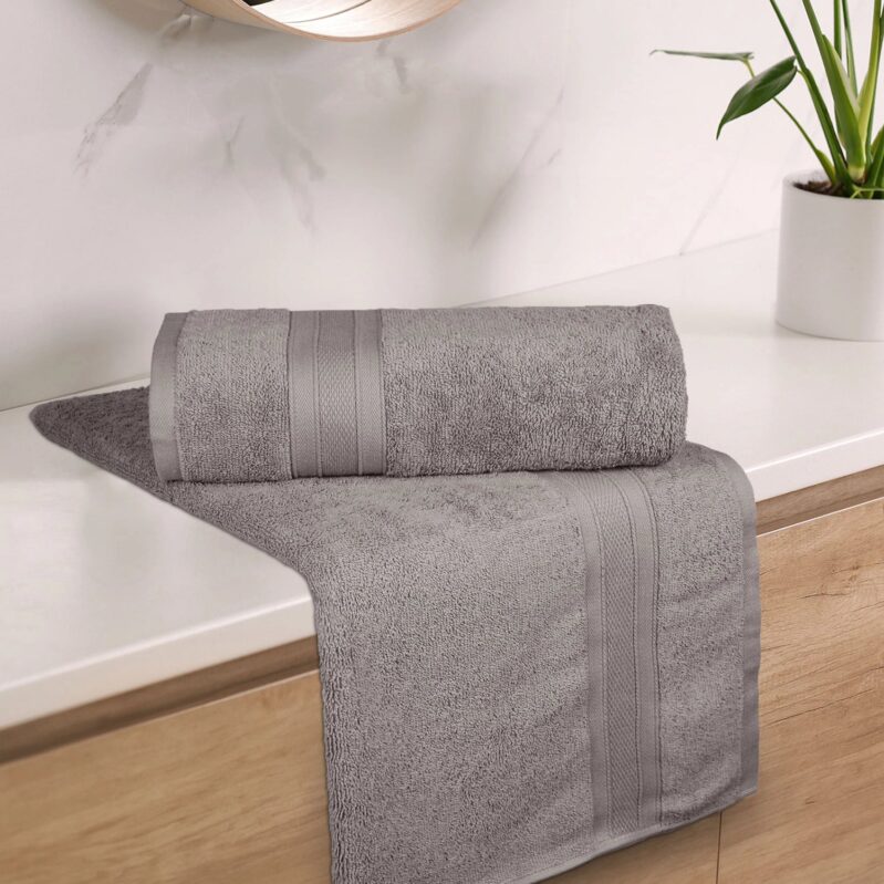 Soft Comfort 2Pc Bath Towel Set, Charcoal|509 GSM Cotton|Air Rich Technology