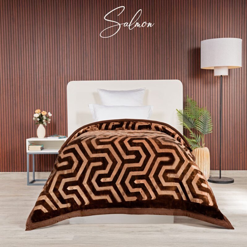 Classic Style me solid 2 ply Single Blanket, Salmon|2.6 KG