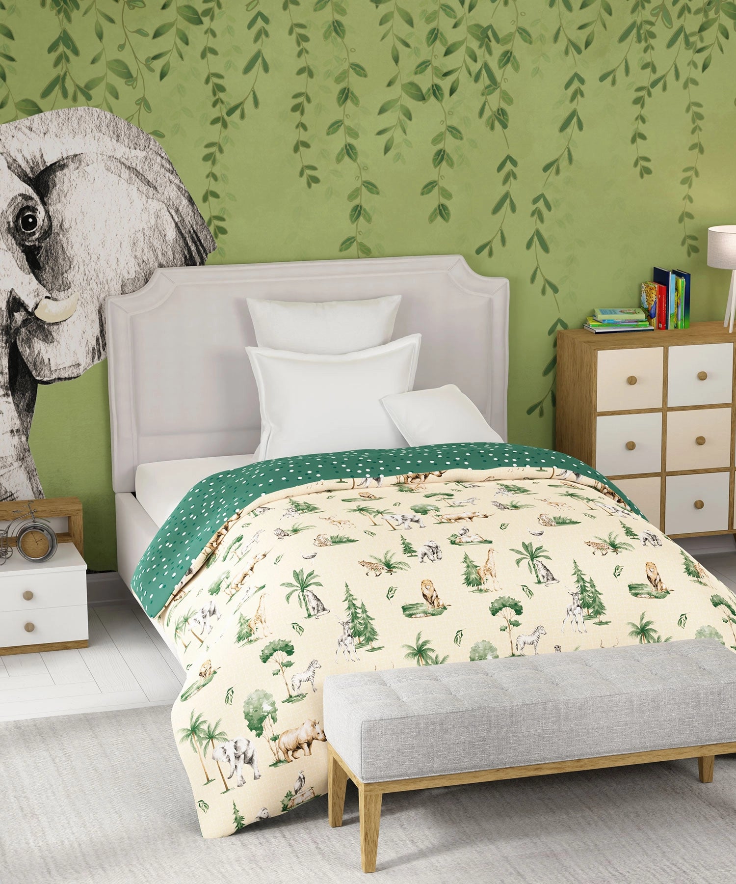 Juniors Single AC Comforter, Jigsaw Jungle|144 TC Cotton - Image 2