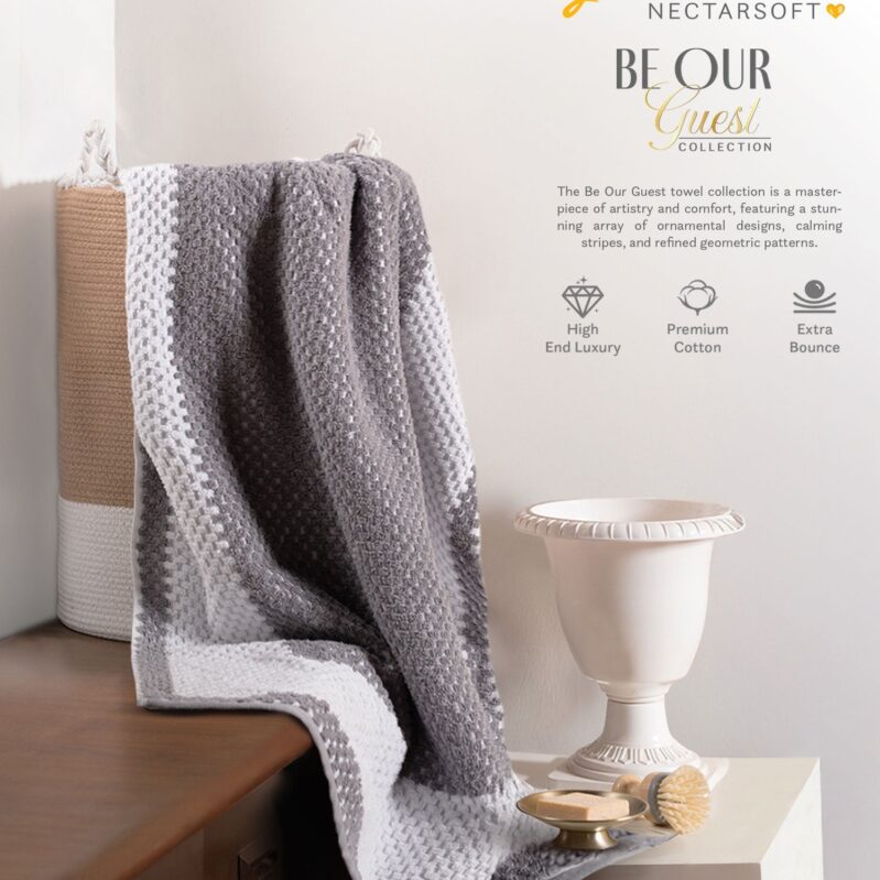 Nectarsoft Be Our Guest 1 Pc Bath Towel, Castor, White| 625 GSM Cotton