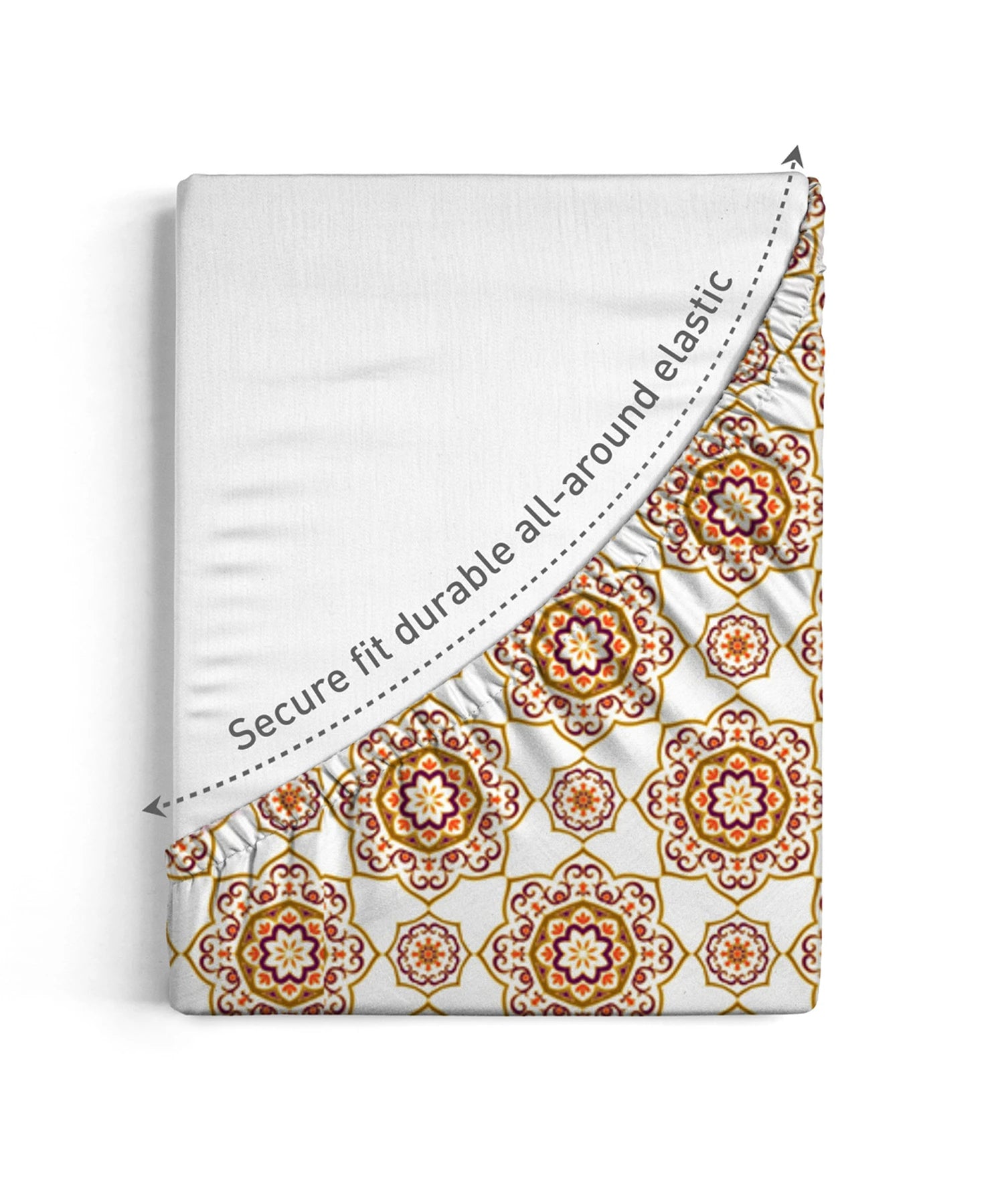 Urban Comfort King Fitted Bedsheet Set, Majestic Mandala Yellow|144 TC Cotton| 2 Pillow Covers - Image 3