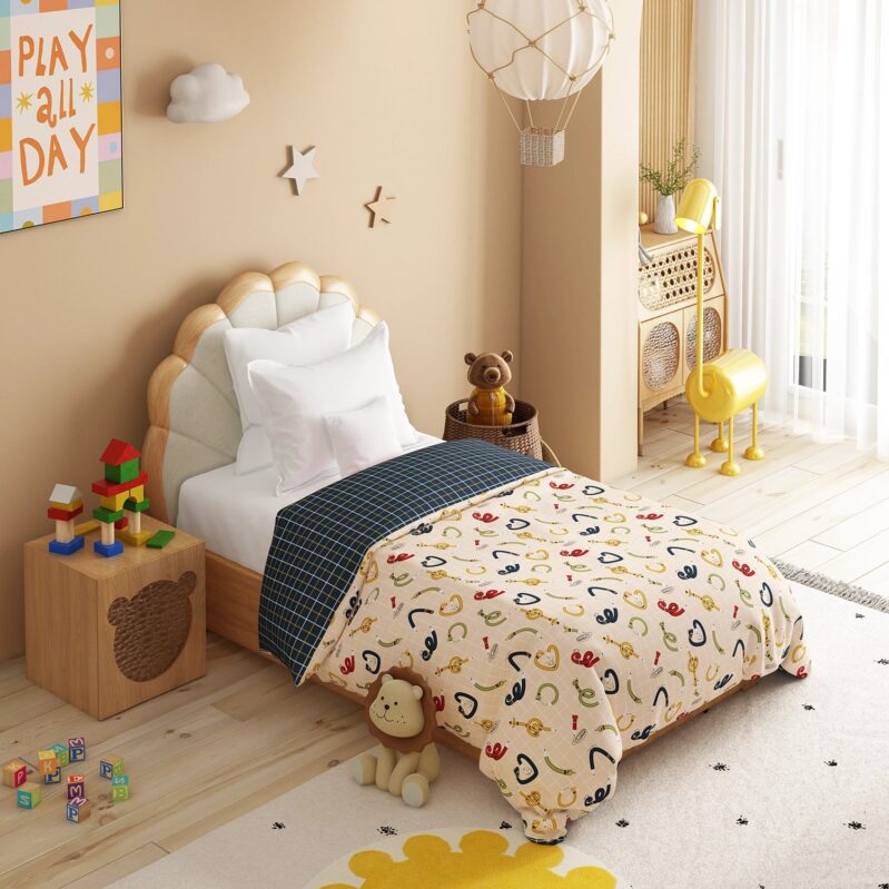 Juniors Single AC Comforter, Scribble Spot| 144TC Cotton