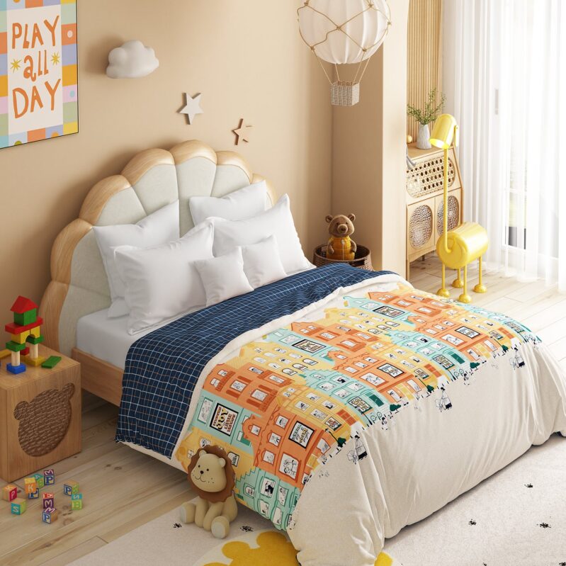 Juniors Double AC Comforter, Day Doodle| 144TC Cotton